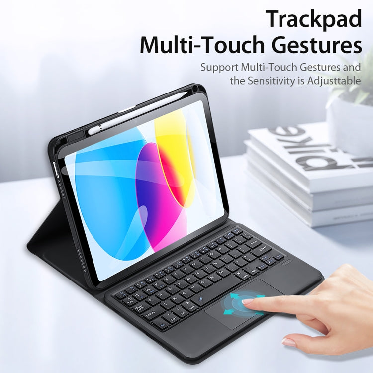 For iPad 10th Gen 10.9 2022 DUX DUCIS TK Series Bluetooth Keyboard Leather Case with Touchpad & Smart Sleep Function(Black)