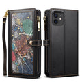 For iPhone 11 ESEBLE Star Series Lanyard Zipper Wallet RFID Leather Case(Black)