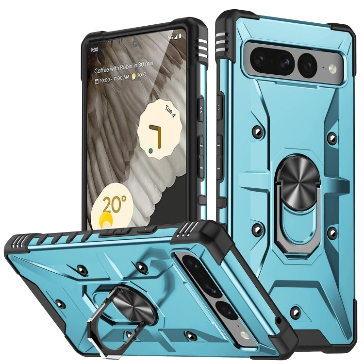 For Google Pixel 7 Pro 5G Ring Holder Phone Case(Light Blue)