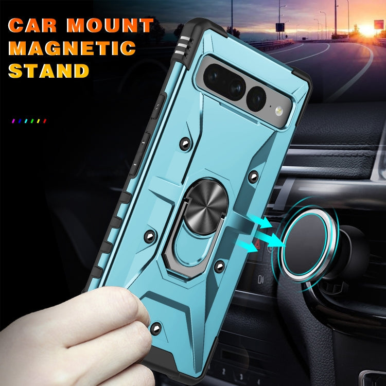 For Google Pixel 7 Pro 5G Ring Holder Phone Case(Light Blue)