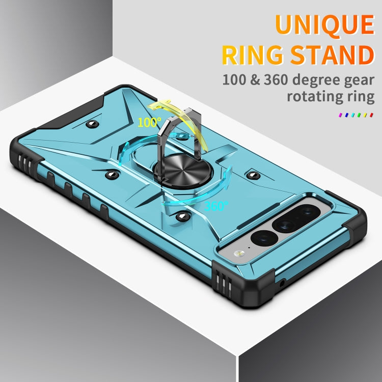 For Google Pixel 7 Pro 5G Ring Holder Phone Case(Light Blue)