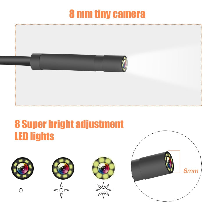 P40 8mm HD Waterproof Portable Integrated Hand-held Vertical Screen Industry Endoscope, Length:5m(Hardwire)