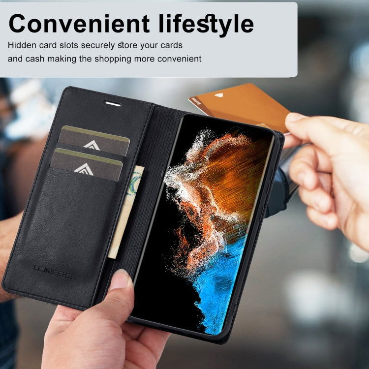 LC.IMEEKE RFID Anti-theft Leather Phone Case, For Samsung Galaxy S23 5G, For Samsung Galaxy S23+ 5G, For Samsung Galaxy S23 Ultra 5G