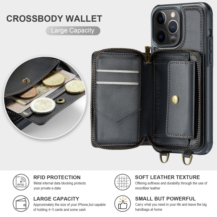 JEEHOOD C22 Series Zipper Wallet Leather Phone Case with Dual Lanyard, For iPhone 12 Pro Max, For iPhone 11, For iPhone 11 Pro, For iPhone 11 Pro Max