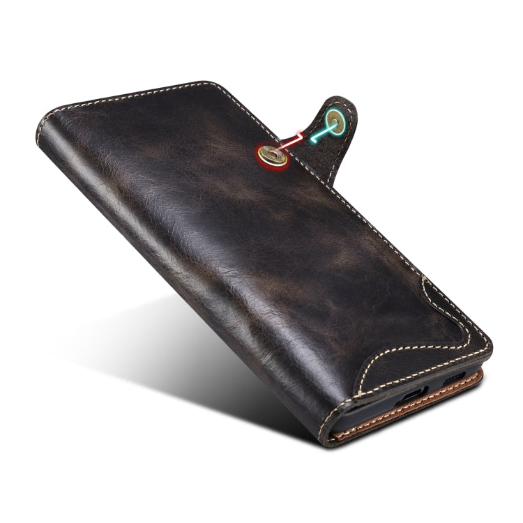 Denior Oil Wax Cowhide Magnetic Button Leather Phone Case, For Samsung Galaxy S23 5G, For Samsung Galaxy S23+ 5G, For Samsung Galaxy S23 Ultra 5G