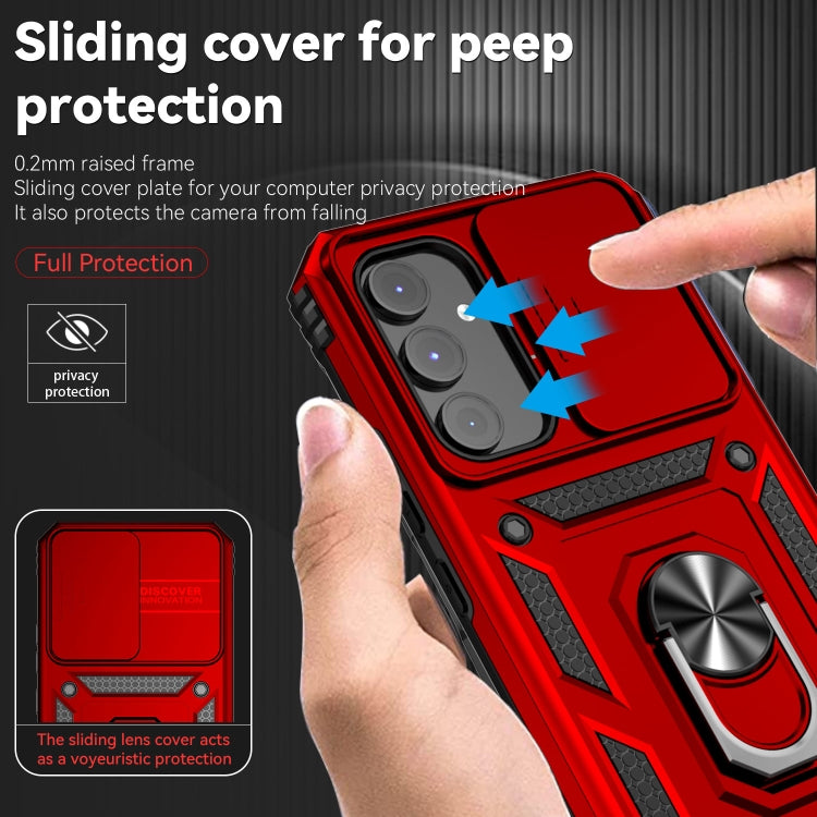 For Samsung Galaxy A54 5G Sliding Camshield Holder Phone Case(Red)