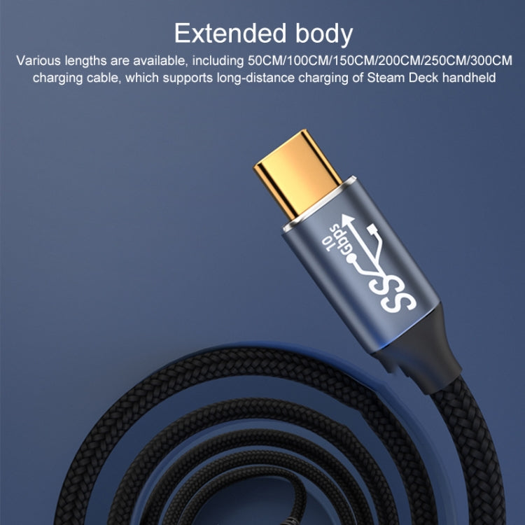 For Steam Deck Gen2 100W USB-C/Type-C Male to USB-C/Type-C Male Stereo Curved Data Cable, Length:2m