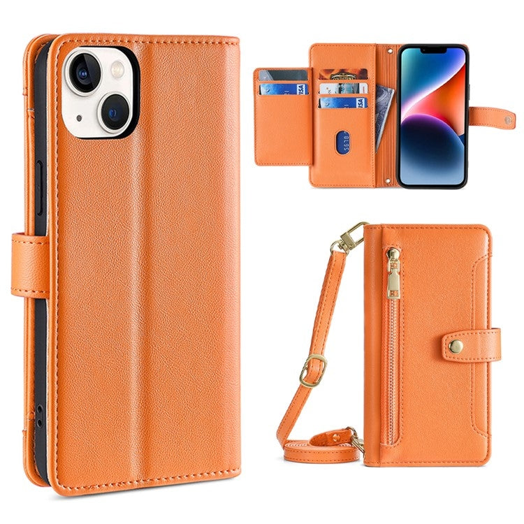 Sheep Texture Cross-body Zipper Wallet Leather Phone Case, For iPhone 14, For iPhone 14 Plus, For iPhone 14 Pro, For iPhone 14 Pro Max