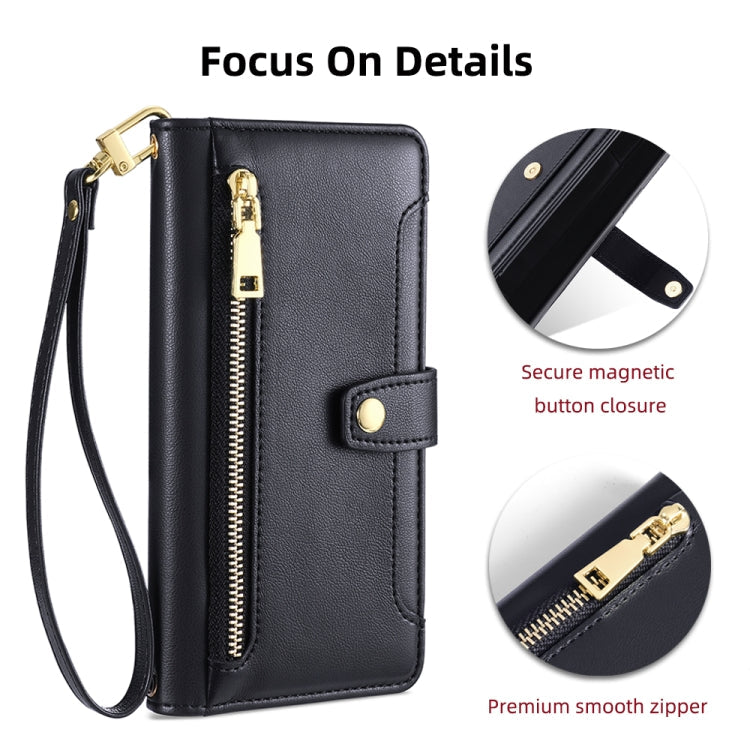 Sheep Texture Cross-body Zipper Wallet Leather Phone Case, For iPhone 13 mini, For iPhone 13, For iPhone 13 Pro, For iPhone 13 Pro Max