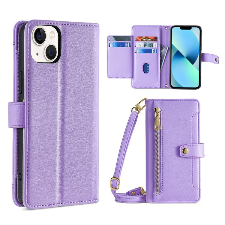 Sheep Texture Cross-body Zipper Wallet Leather Phone Case, For iPhone 13 mini, For iPhone 13, For iPhone 13 Pro, For iPhone 13 Pro Max
