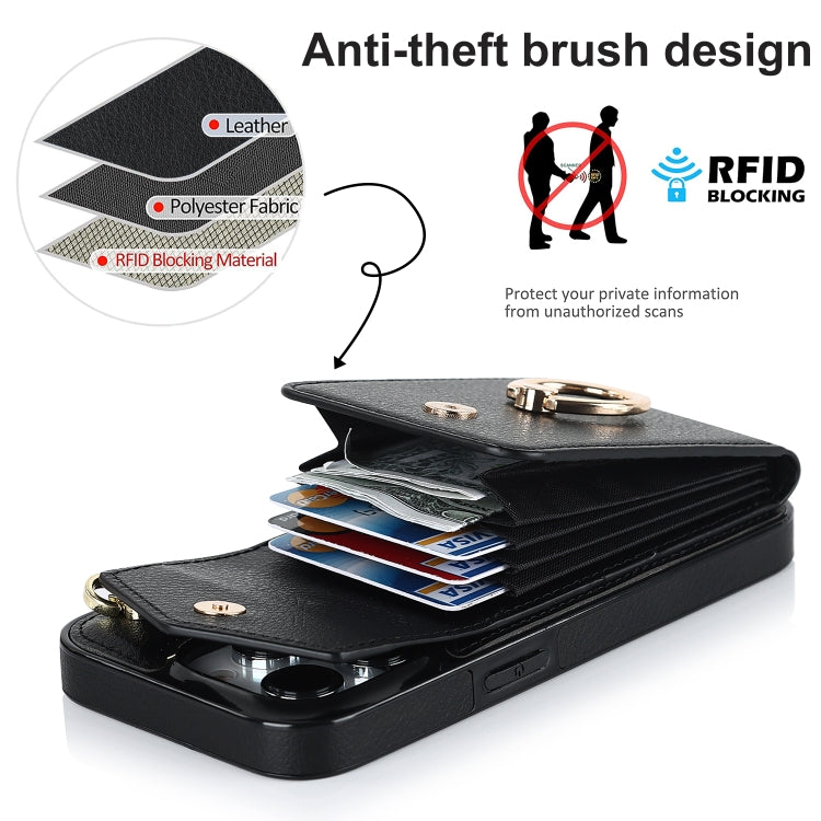 Ring Holder RFID Card Slot Phone Case with Long Lanyard, For iPhone 14, For iPhone 14 Plus, For iPhone 14 Pro, For iPhone 14 Pro Max