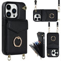 Ring Holder RFID Card Slot Phone Case with Long Lanyard, For iPhone 14, For iPhone 14 Plus, For iPhone 14 Pro, For iPhone 14 Pro Max