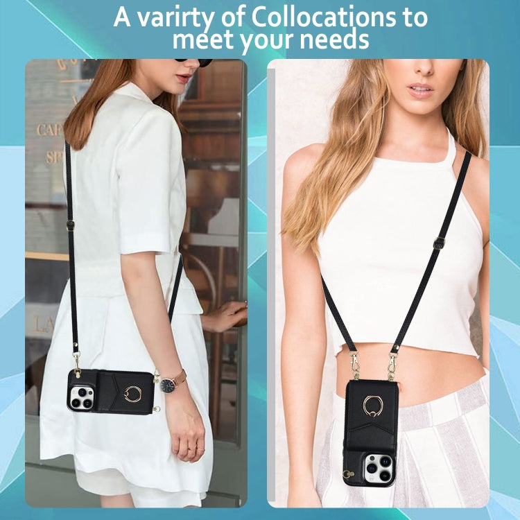 Ring Holder RFID Card Slot Phone Case with Long Lanyard, For iPhone 14, For iPhone 14 Plus, For iPhone 14 Pro, For iPhone 14 Pro Max