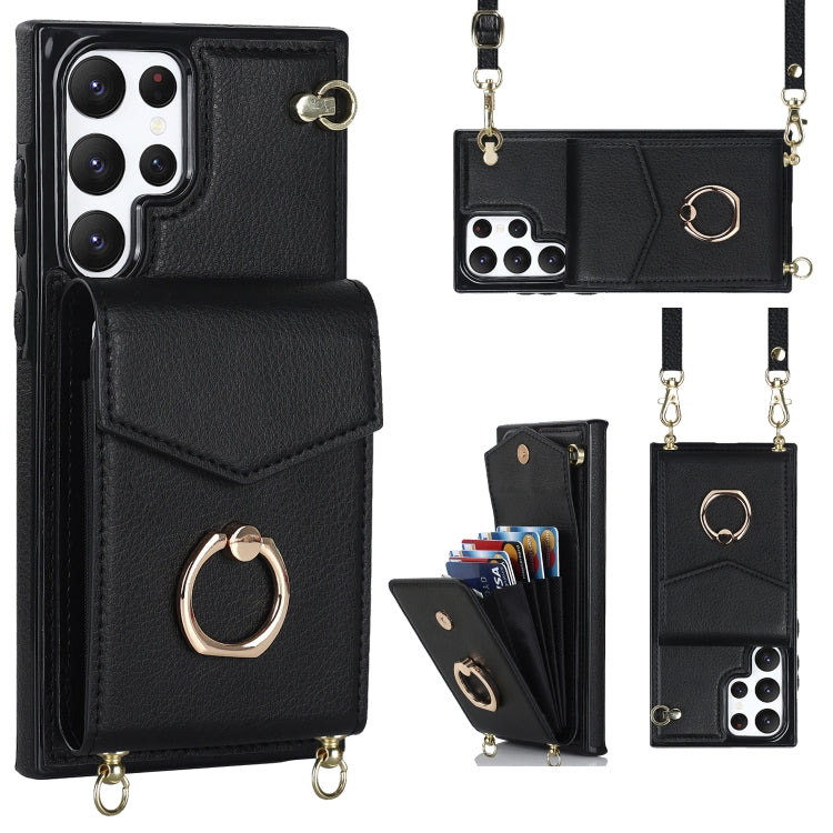 Ring Holder RFID Card Slot Phone Case with Long Lanyard, For Samsung Galaxy S22 5G, For Samsung Galaxy S22+ 5G, For Samsung Galaxy S22 Ultra 5G, For Samsung Galaxy S23 5G
