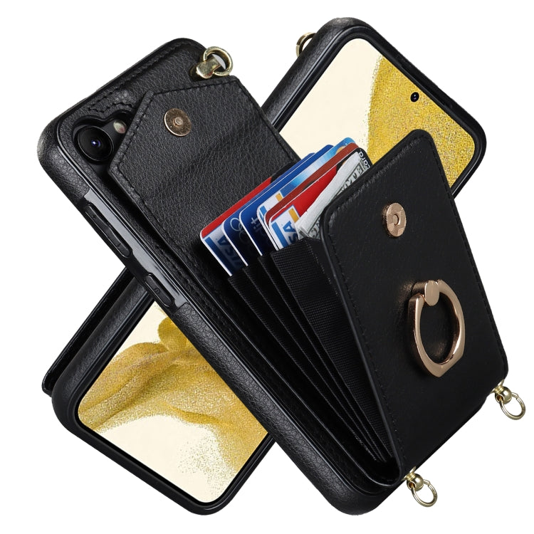 Ring Holder RFID Card Slot Phone Case with Long Lanyard, For Samsung Galaxy S23+ 5G, For Samsung Galaxy S23 Ultra 5G