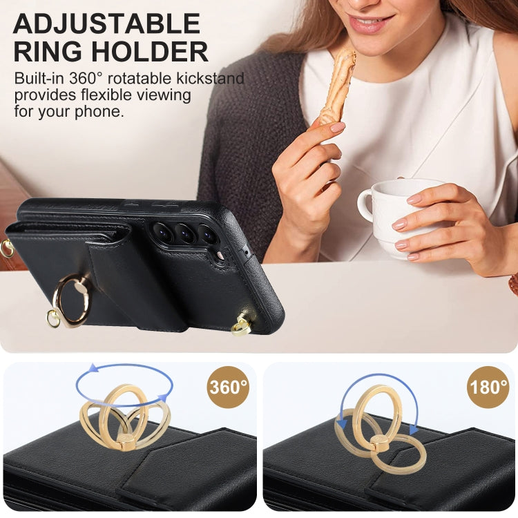 Ring Holder RFID Card Slot Phone Case with Long Lanyard, For Samsung Galaxy S23+ 5G, For Samsung Galaxy S23 Ultra 5G