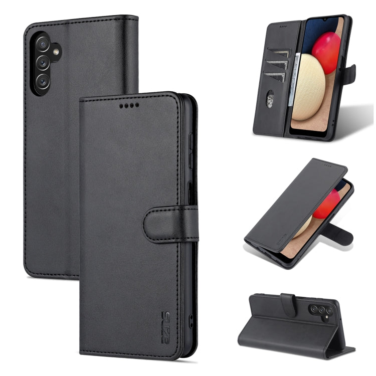 For Samsung Galaxy A14 5G AZNS Skin Feel Calf Texture Flip Leather Phone Case(Black)