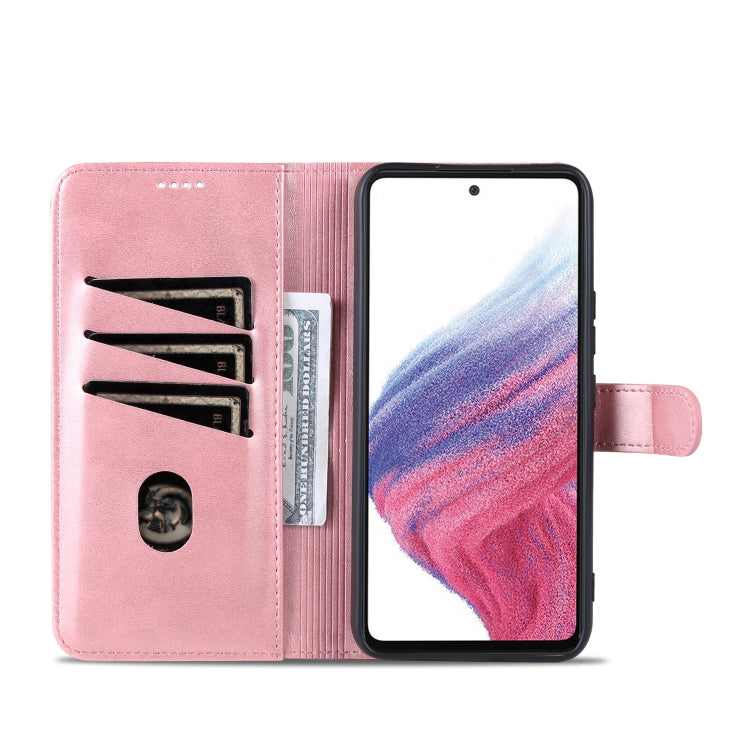 For Samsung Galaxy A54 5G AZNS Skin Feel Calf Texture Flip Leather Phone Case(Rose Gold)