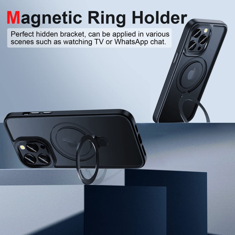 For iPhone 14 Pro 3 in 1 Skin Feel MagSafe Holder Phone Case(Black)