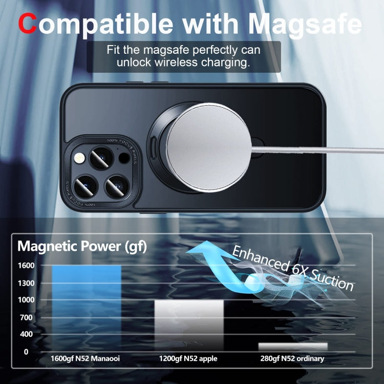 For iPhone 14 Pro 3 in 1 Skin Feel MagSafe Holder Phone Case(Black)
