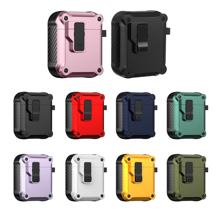 For AirPods 1 / 2 Eagle Shockproof Earphone Protective Case with Switch(Black)
