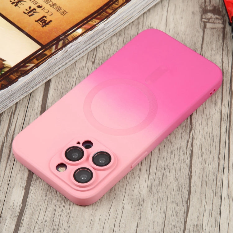 For iPhone 13 Pro Max Liquid TPU Silicone Gradient MagSafe Phone Case(Pink Red)
