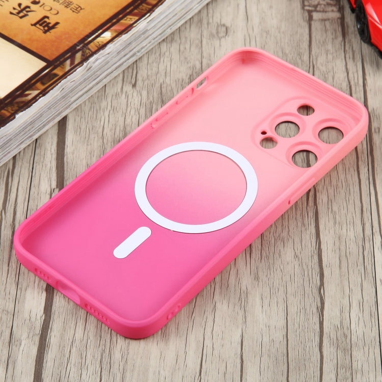 For iPhone 13 Pro Max Liquid TPU Silicone Gradient MagSafe Phone Case(Pink Red)