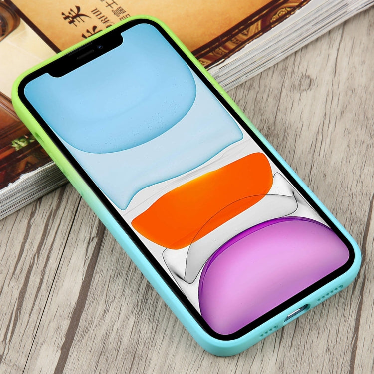 For iPhone 11 Liquid TPU Silicone Gradient MagSafe Phone Case(Cyan Blue)