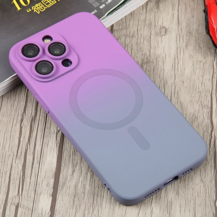For iPhone 11 Pro Max Liquid TPU Silicone Gradient MagSafe Phone Case(Purple)