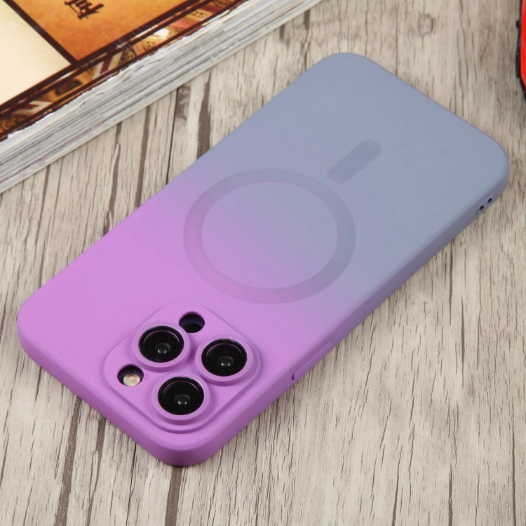 For iPhone 11 Pro Max Liquid TPU Silicone Gradient MagSafe Phone Case(Purple)