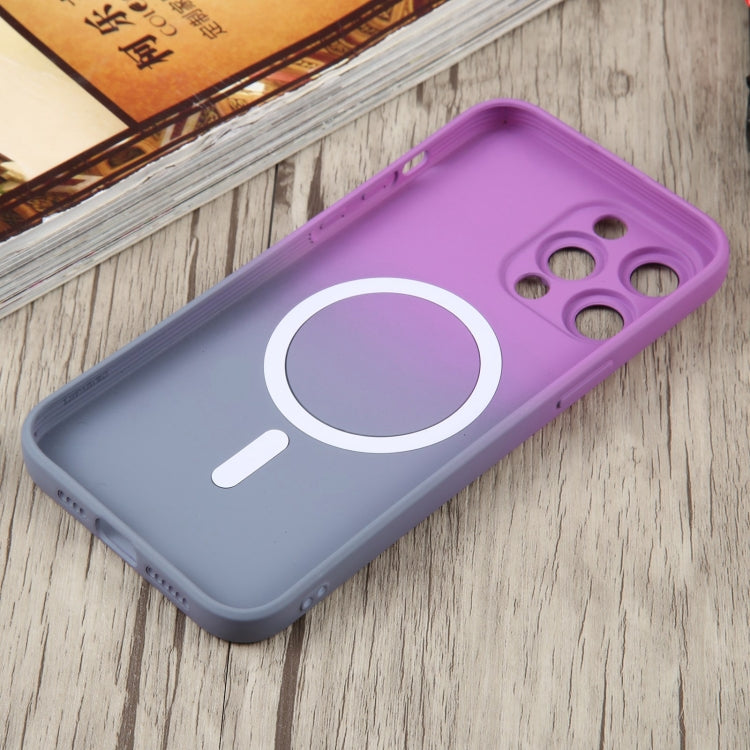 For iPhone 11 Pro Max Liquid TPU Silicone Gradient MagSafe Phone Case(Purple)