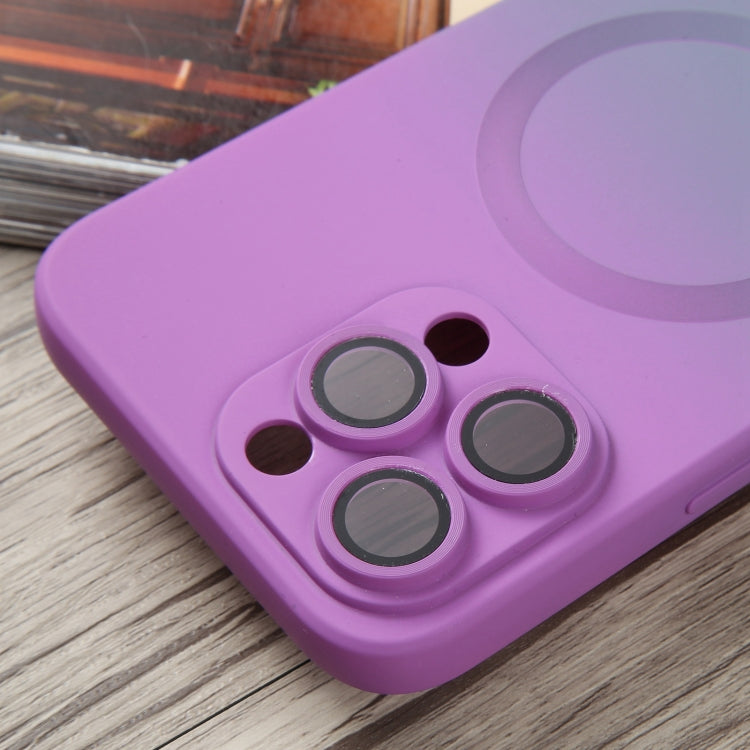 For iPhone 11 Pro Max Liquid TPU Silicone Gradient MagSafe Phone Case(Purple)