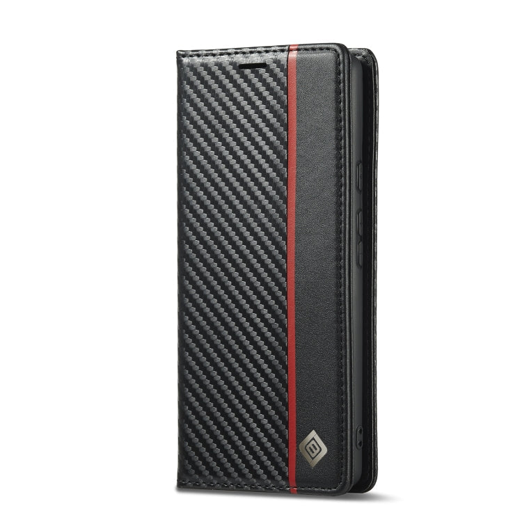 For Google Pixel 6a LC.IMEEKE Carbon Fiber Leather Phone Case(Vertical Black)