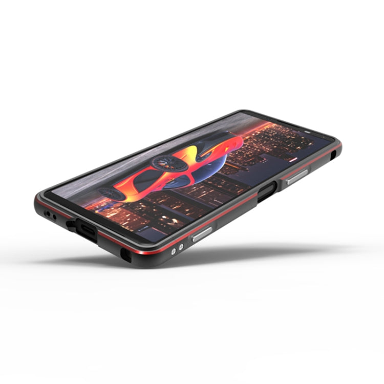 For Sony Xperia 5 Ⅳ Aurora Series Lens Protector + Metal Frame Phone Case(Black+Silver)