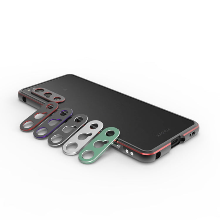 For Sony Xperia 5 Ⅳ Aurora Series Lens Protector + Metal Frame Phone Case(Black+Silver)