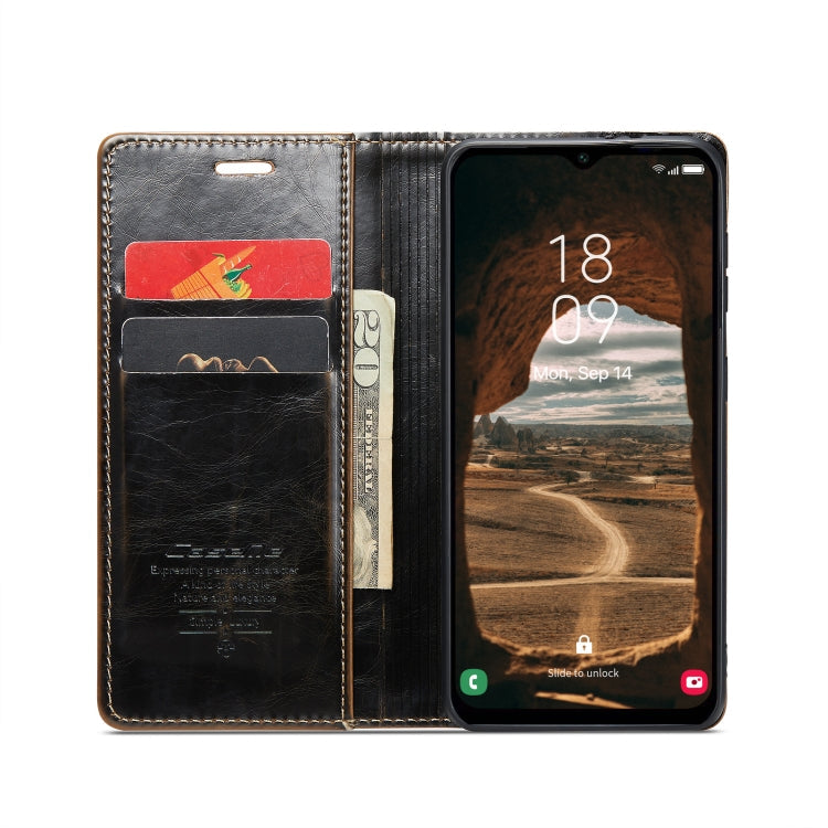 For Samsung Galaxy A14 5G CaseMe 003 Crazy Horse Texture Leather Phone Case(Coffee)
