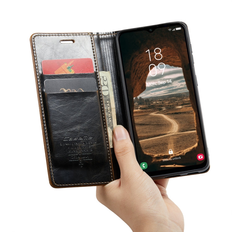 For Samsung Galaxy A14 5G CaseMe 003 Crazy Horse Texture Leather Phone Case(Coffee)