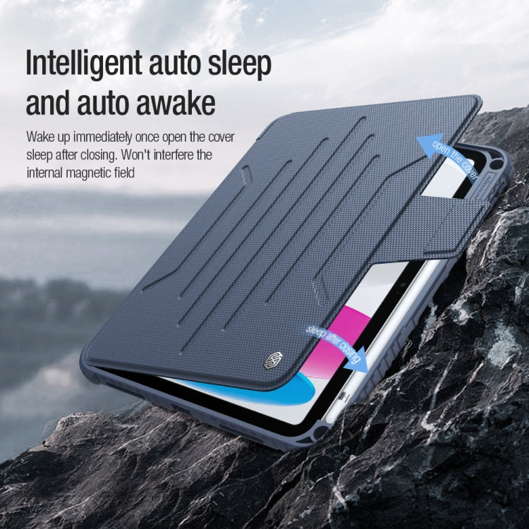 For iPad 10th Gen 10.9 2022 NILLKIN Bumper Snapsafe Multifunctional Leather Tablet Case with Pen Slot(Black)