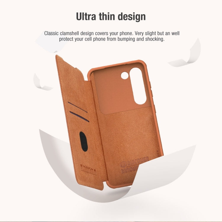 NILLKIN QIN Series Pro Sliding Camera Cover Design Leather Phone Case, For Samsung Galaxy S23+ 5G