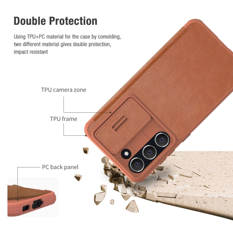NILLKIN QIN Series Pro Sliding Camera Cover Design Leather Phone Case, For Samsung Galaxy S23+ 5G