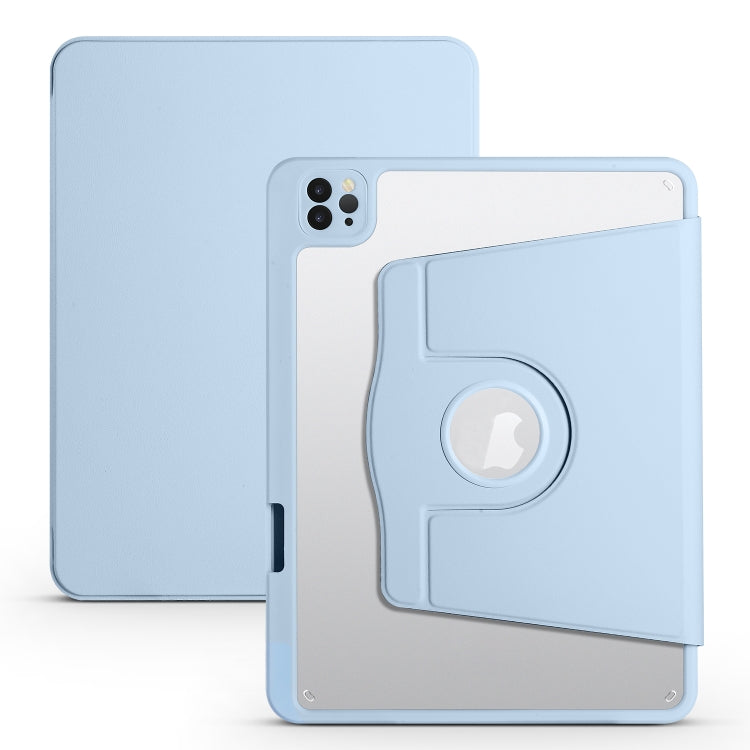 For iPad Pro 11 2022/2021/2020/2018 / Air 10.9 2022 / 10.9 2020  Acrylic 360 Degree Rotation Holder Tablet Leather Case(Ice Blue)