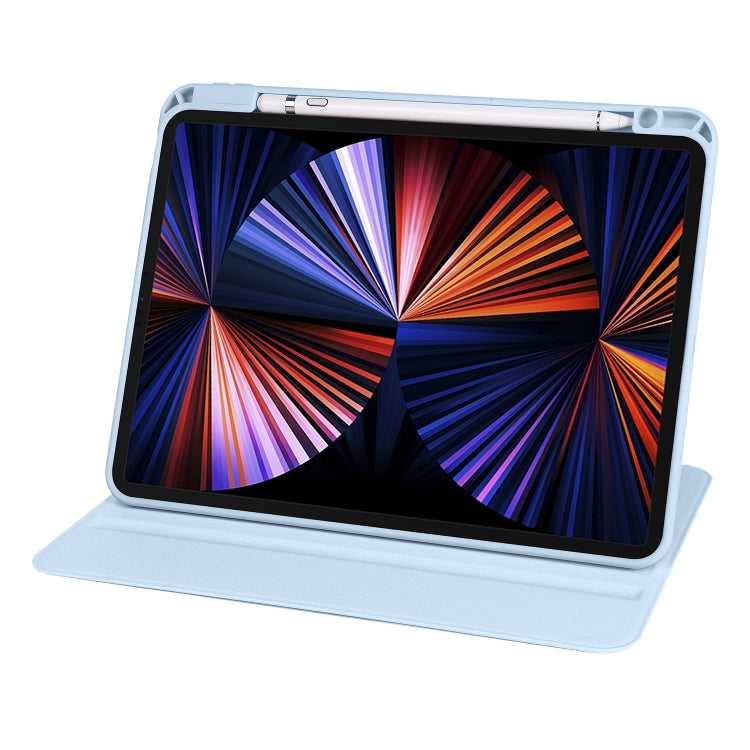 For iPad Pro 11 2022/2021/2020/2018 / Air 10.9 2022 / 10.9 2020  Acrylic 360 Degree Rotation Holder Tablet Leather Case(Ice Blue)