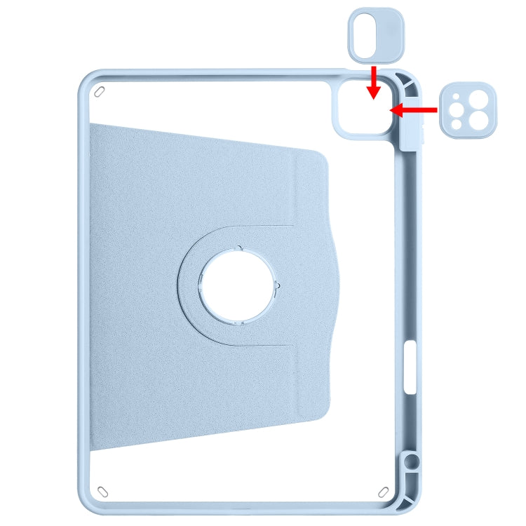 For iPad Pro 11 2022/2021/2020/2018 / Air 10.9 2022 / 10.9 2020  Acrylic 360 Degree Rotation Holder Tablet Leather Case(Ice Blue)
