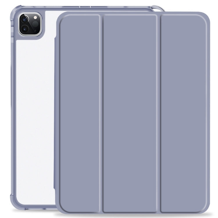 For iPad Pro 11 2022 / 2021 / 2020 3-fold Shockproof Smart Leather Tablet Case(Lavender)