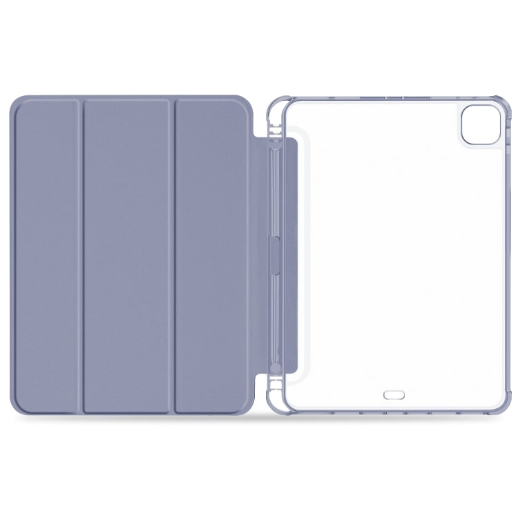 For iPad Pro 11 2022 / 2021 / 2020 3-fold Shockproof Smart Leather Tablet Case(Lavender)