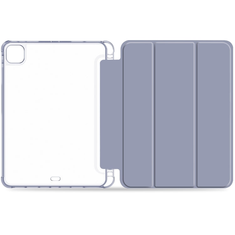 For iPad Pro 11 2022 / 2021 / 2020 3-fold Shockproof Smart Leather Tablet Case(Lavender)