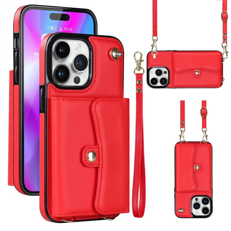 RFID Card Slot Phone Case with Long Lanyard, For iPhone 14 / 13, For iPhone 14 Plus, For iPhone 14 Pro, For iPhone 14 Pro Max