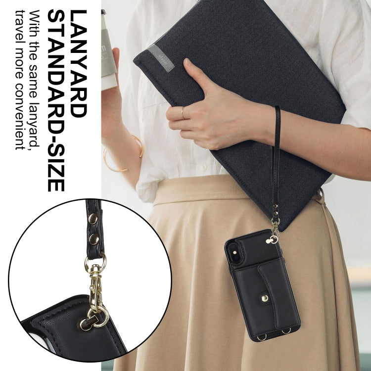 RFID Card Slot Phone Case with Long Lanyard, For iPhone XS Max, For iPhone 8 Plus / 7 Plus, For iPhone XR