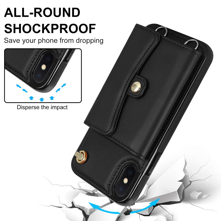 RFID Card Slot Phone Case with Long Lanyard, For iPhone XS Max, For iPhone 8 Plus / 7 Plus, For iPhone XR