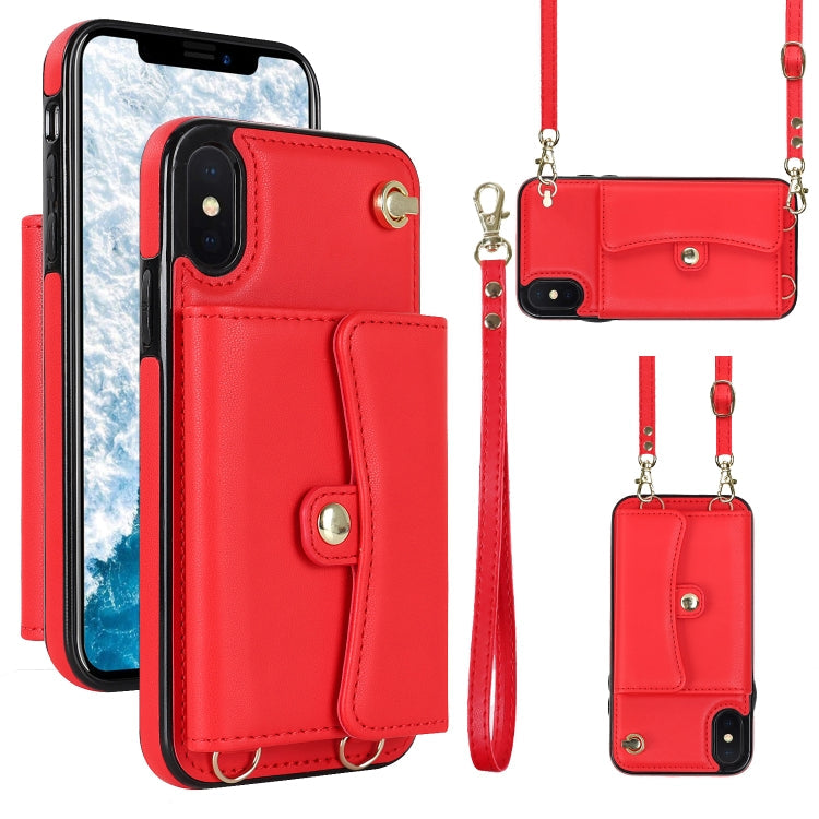 RFID Card Slot Phone Case with Long Lanyard, For iPhone XS Max, For iPhone 8 Plus / 7 Plus, For iPhone XR